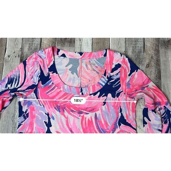 Lilly Pulitzer Merritt T-shirt Dress Paradise Point Pink Blue Tropical sz MEDIUM - Picture 8 of 12